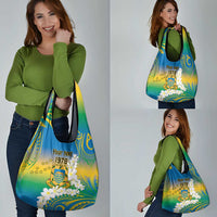 Personalised Tuvalu 1978 Independence Day Grocery Bag Polynesian Plumeria Style LT9 - Polynesian Pride