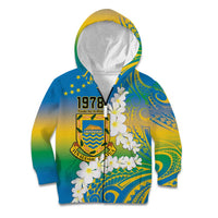 Personalised Tuvalu 1978 Independence Day Kid Hoodie Polynesian Plumeria Style LT9 Zip Hoodie Gradient - Polynesian Pride
