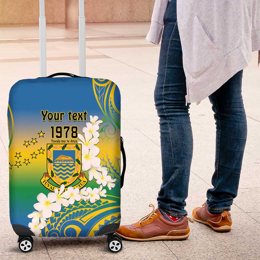 Personalised Tuvalu 1978 Independence Day Luggage Cover Polynesian Plumeria Style LT9 Gradient - Polynesian Pride