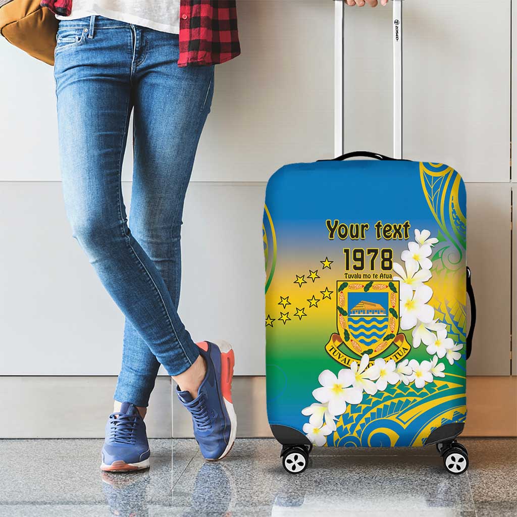 Personalised Tuvalu 1978 Independence Day Luggage Cover Polynesian Plumeria Style LT9 - Polynesian Pride