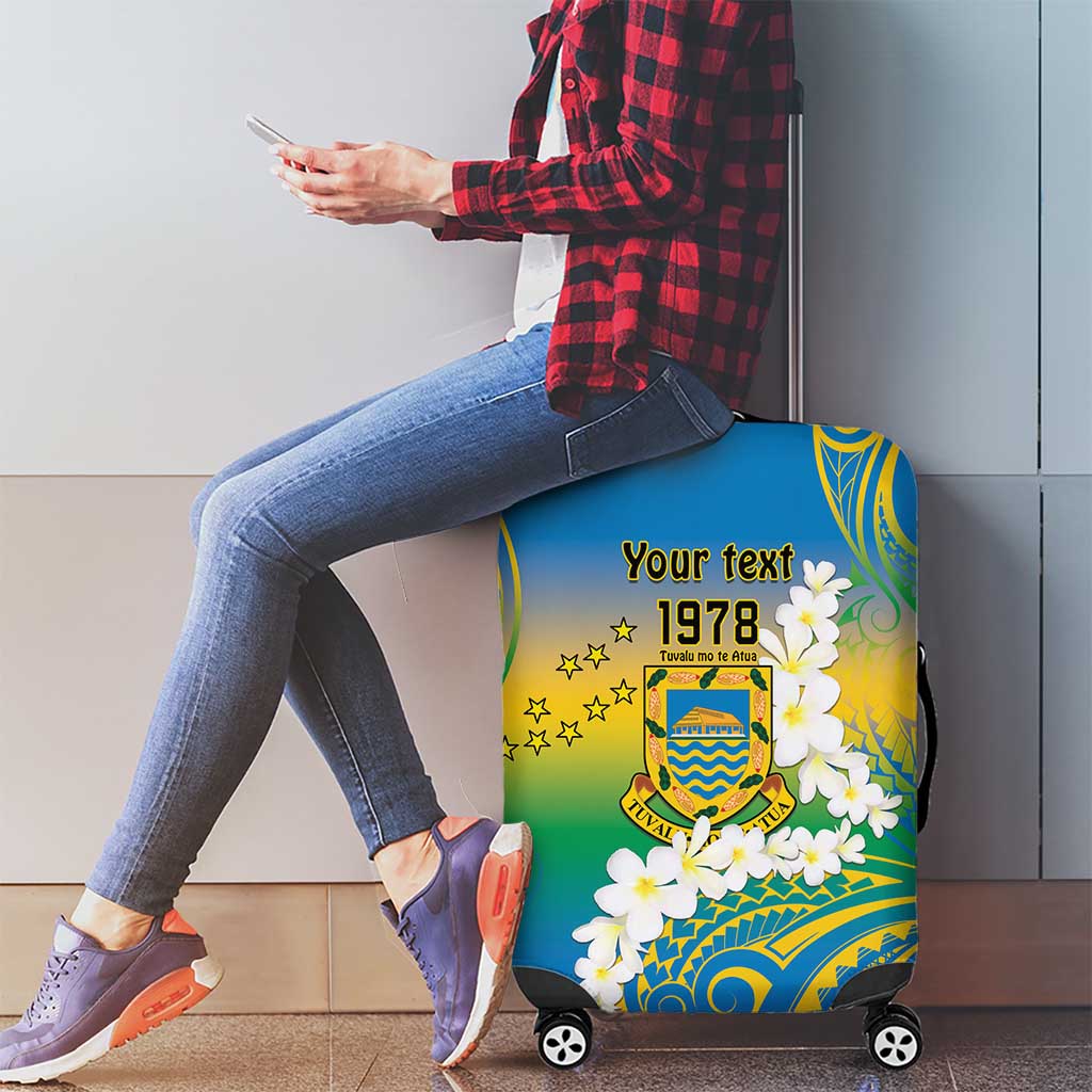 Personalised Tuvalu 1978 Independence Day Luggage Cover Polynesian Plumeria Style LT9 - Polynesian Pride
