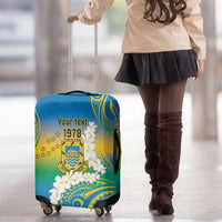 Personalised Tuvalu 1978 Independence Day Luggage Cover Polynesian Plumeria Style LT9 - Polynesian Pride