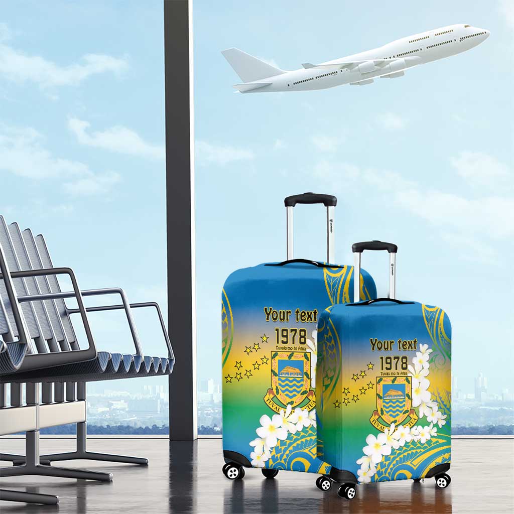 Personalised Tuvalu 1978 Independence Day Luggage Cover Polynesian Plumeria Style LT9 - Polynesian Pride