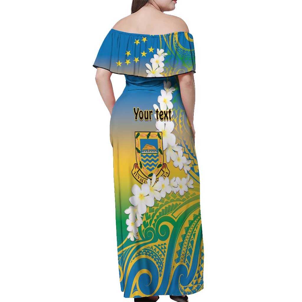 Personalised Tuvalu 1978 Independence Day Off Shoulder Maxi Dress Polynesian Plumeria Style LT9 - Polynesian Pride