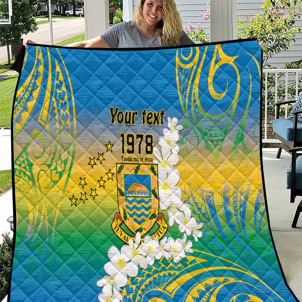 Personalised Tuvalu 1978 Independence Day Quilt Polynesian Plumeria Style LT9 Gradient - Polynesian Pride
