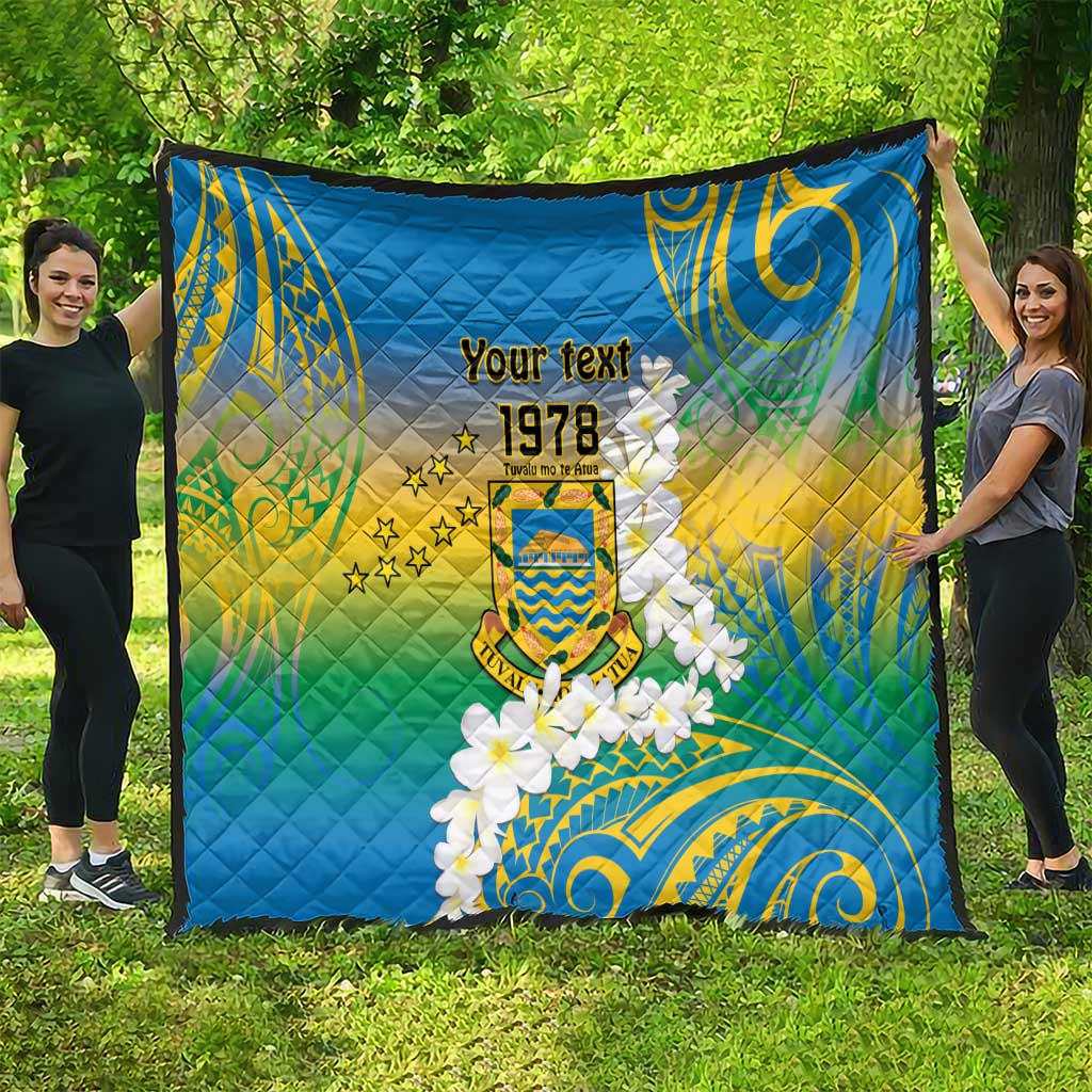 Personalised Tuvalu 1978 Independence Day Quilt Polynesian Plumeria Style LT9 - Polynesian Pride