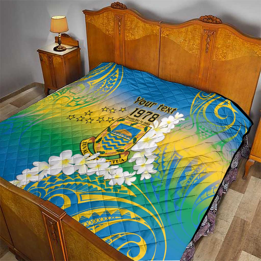 Personalised Tuvalu 1978 Independence Day Quilt Polynesian Plumeria Style LT9 - Polynesian Pride