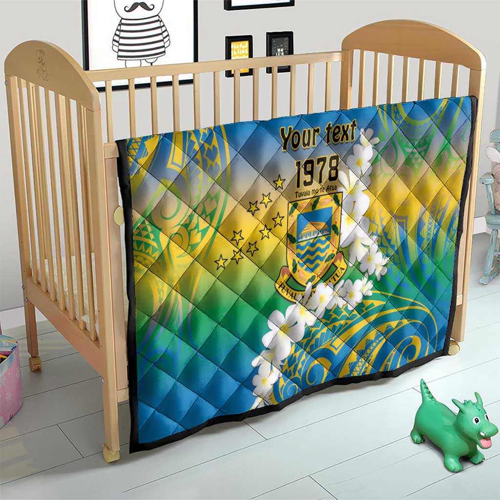 Personalised Tuvalu 1978 Independence Day Quilt Polynesian Plumeria Style LT9 - Polynesian Pride