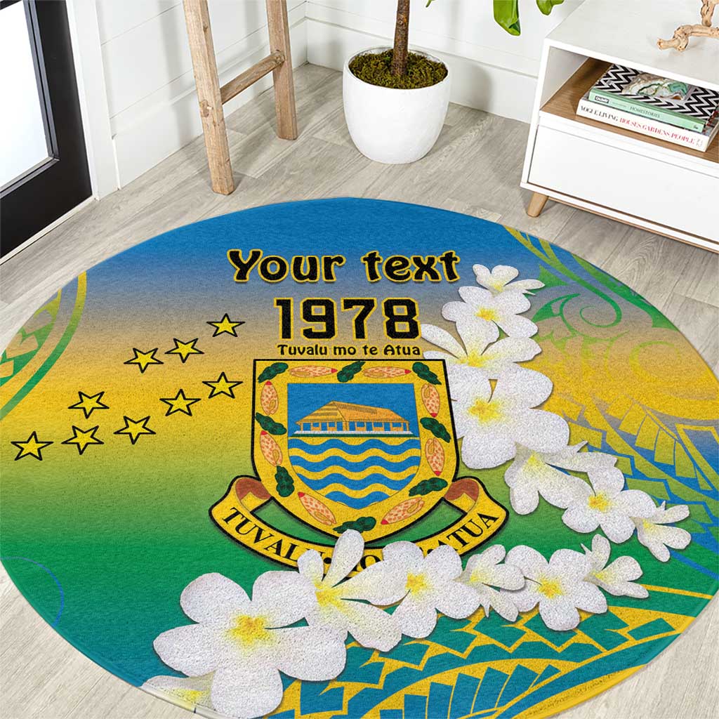 Personalised Tuvalu 1978 Independence Day Round Carpet Polynesian Plumeria Style LT9 Gradient - Polynesian Pride