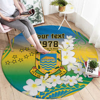 Personalised Tuvalu 1978 Independence Day Round Carpet Polynesian Plumeria Style LT9 - Polynesian Pride