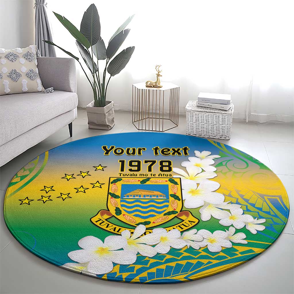 Personalised Tuvalu 1978 Independence Day Round Carpet Polynesian Plumeria Style LT9 - Polynesian Pride