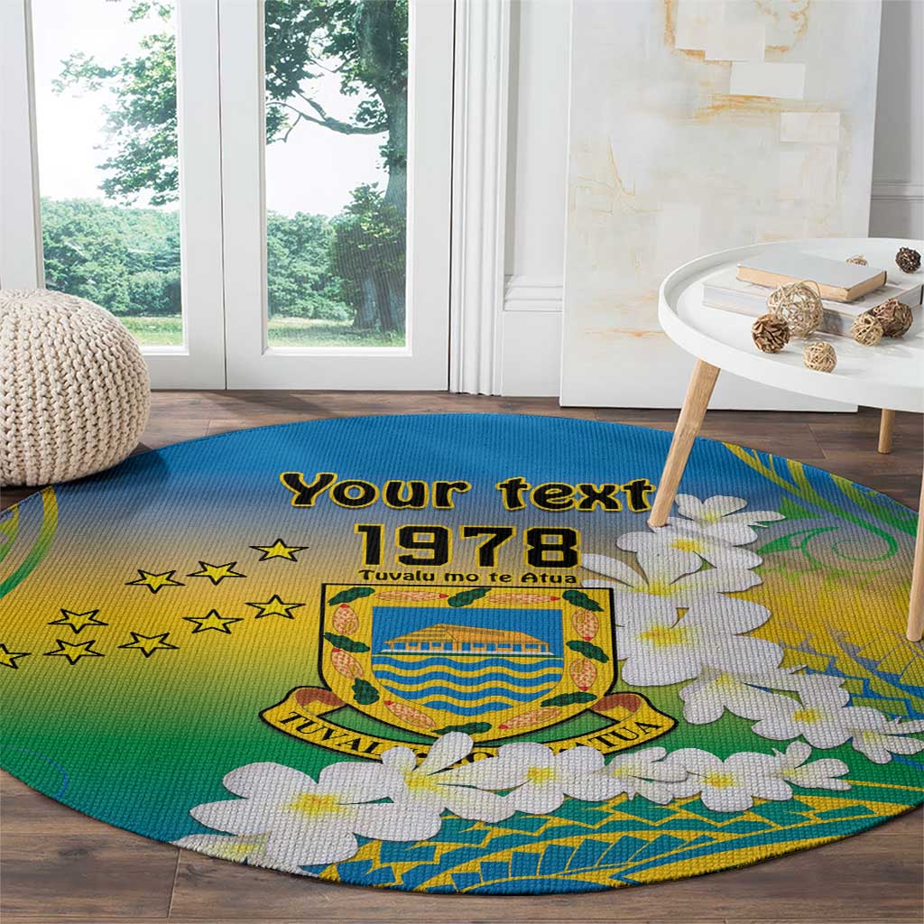 Personalised Tuvalu 1978 Independence Day Round Carpet Polynesian Plumeria Style LT9 - Polynesian Pride