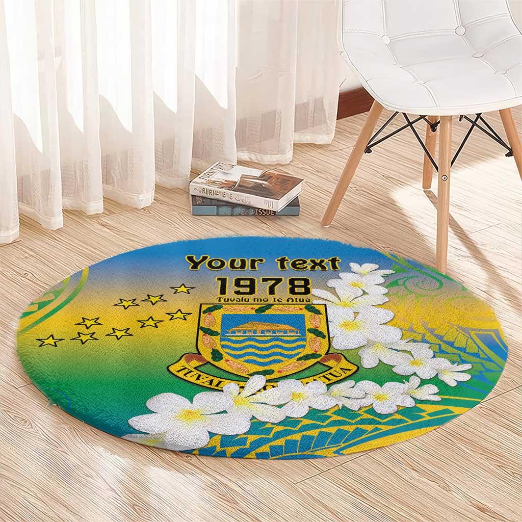 Personalised Tuvalu 1978 Independence Day Round Carpet Polynesian Plumeria Style LT9 - Polynesian Pride