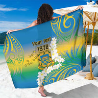 Personalised Tuvalu 1978 Independence Day Sarong Polynesian Plumeria Style LT9 One Size 44 x 66 inches Gradient - Polynesian Pride