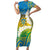 Personalised Tuvalu 1978 Independence Day Short Sleeve Bodycon Dress Polynesian Plumeria Style