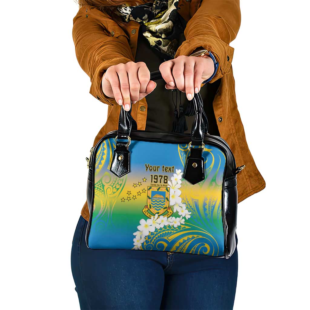 Personalised Tuvalu 1978 Independence Day Shoulder Handbag Polynesian Plumeria Style LT9 One Size Gradient - Polynesian Pride