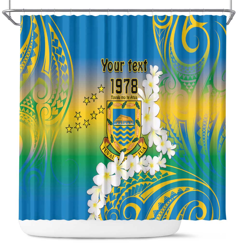 Personalised Tuvalu 1978 Independence Day Shower Curtain Polynesian Plumeria Style LT9 Gradient - Polynesian Pride