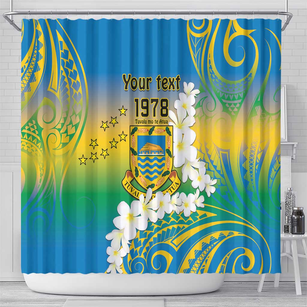 Personalised Tuvalu 1978 Independence Day Shower Curtain Polynesian Plumeria Style LT9 - Polynesian Pride