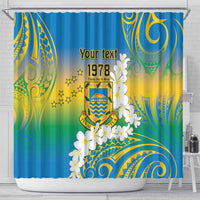 Personalised Tuvalu 1978 Independence Day Shower Curtain Polynesian Plumeria Style LT9 - Polynesian Pride