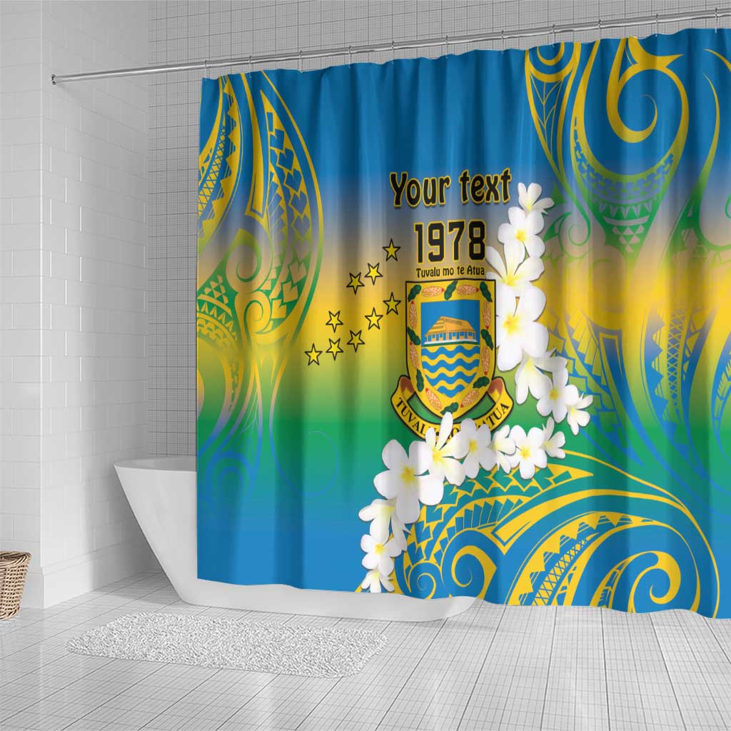 Personalised Tuvalu 1978 Independence Day Shower Curtain Polynesian Plumeria Style LT9 - Polynesian Pride