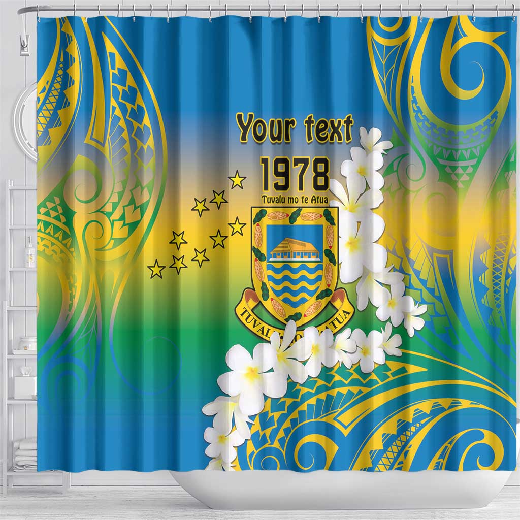 Personalised Tuvalu 1978 Independence Day Shower Curtain Polynesian Plumeria Style LT9 - Polynesian Pride