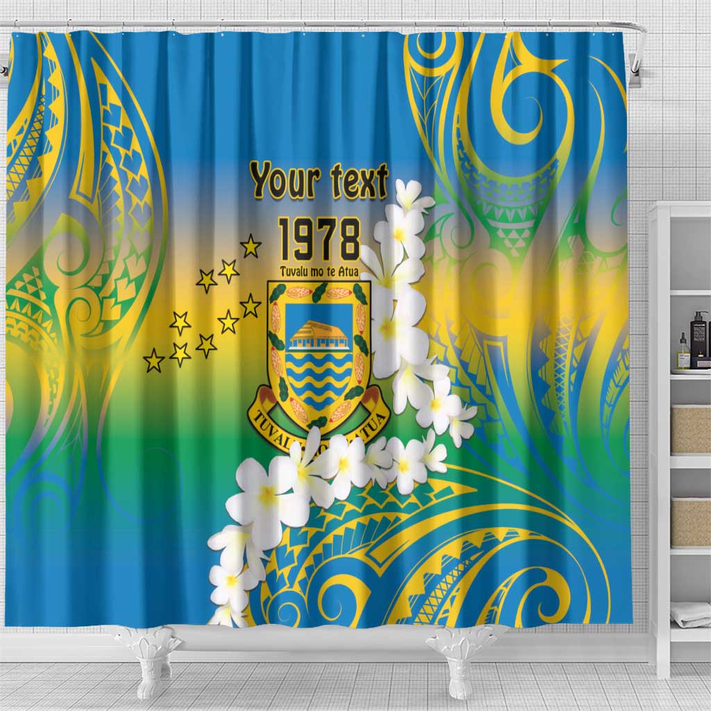 Personalised Tuvalu 1978 Independence Day Shower Curtain Polynesian Plumeria Style LT9 - Polynesian Pride
