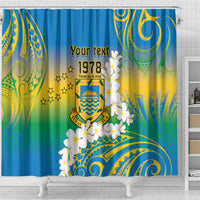 Personalised Tuvalu 1978 Independence Day Shower Curtain Polynesian Plumeria Style LT9 - Polynesian Pride