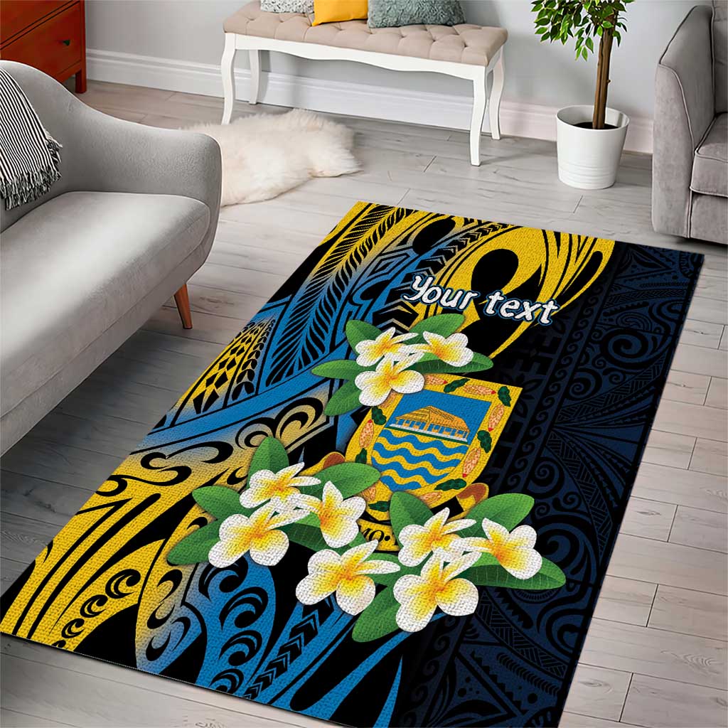 Personalised Tuvalu Beautiful Plumeria Flower Area Rug LT9 - Polynesian Pride