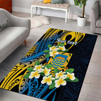 Personalised Tuvalu Beautiful Plumeria Flower Area Rug LT9 - Polynesian Pride