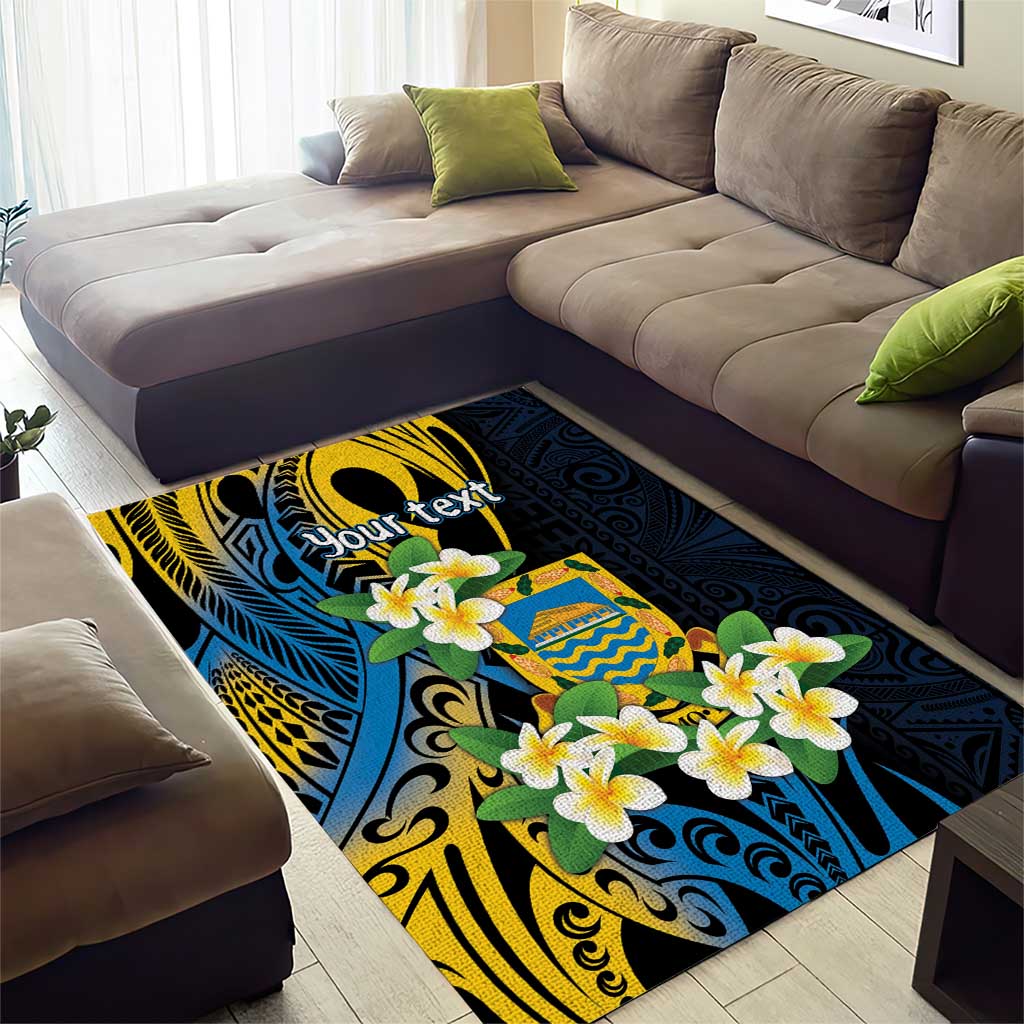 Personalised Tuvalu Beautiful Plumeria Flower Area Rug LT9 - Polynesian Pride