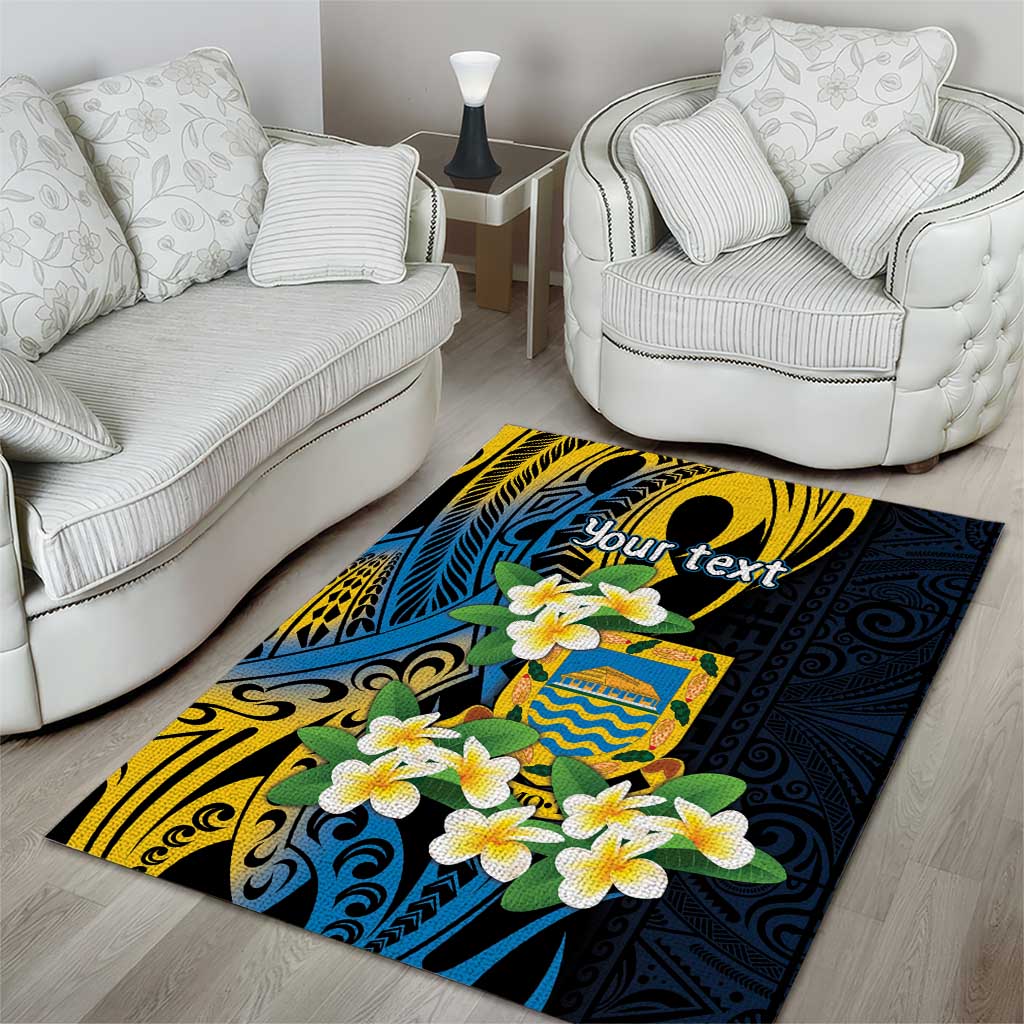 Personalised Tuvalu Beautiful Plumeria Flower Area Rug LT9 - Polynesian Pride