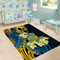 Personalised Tuvalu Beautiful Plumeria Flower Area Rug LT9 - Polynesian Pride