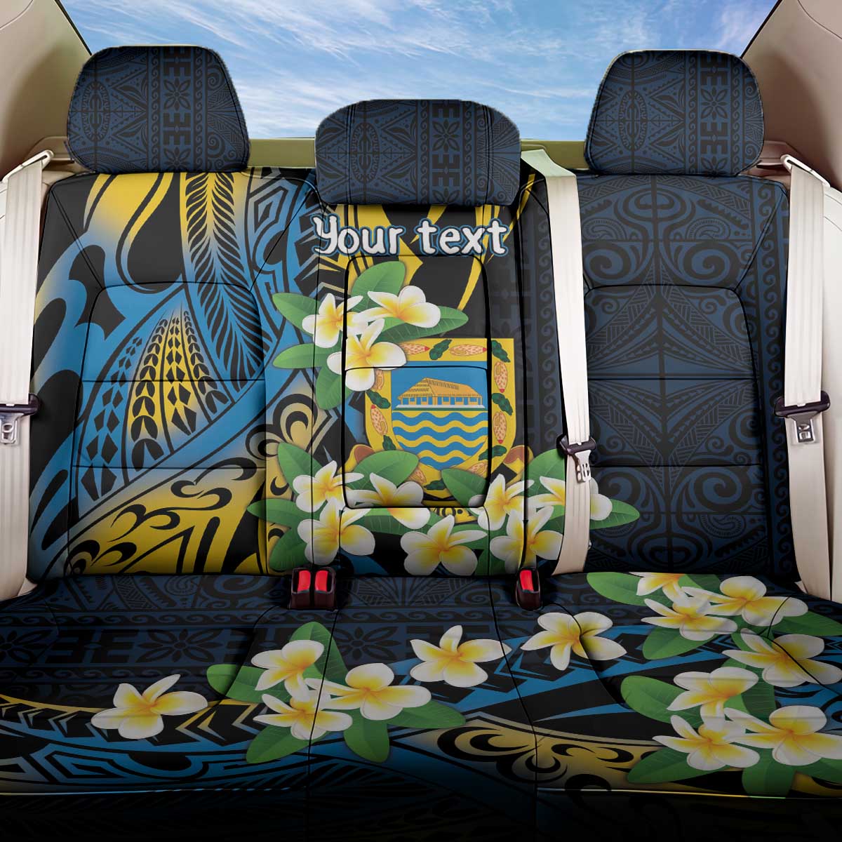 Personalised Tuvalu Beautiful Plumeria Flower Back Car Seat Cover