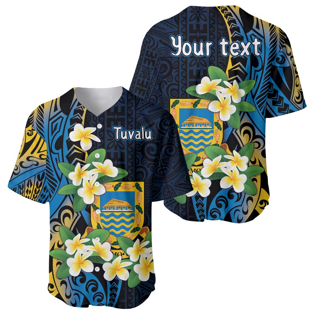 Personalised Tuvalu Beautiful Plumeria Flower Baseball Jersey LT9 - Polynesian Pride