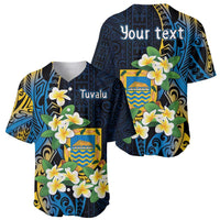 Personalised Tuvalu Beautiful Plumeria Flower Baseball Jersey LT9 - Polynesian Pride