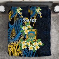 Personalised Tuvalu Beautiful Plumeria Flower Bedding Set LT9 Black - Polynesian Pride