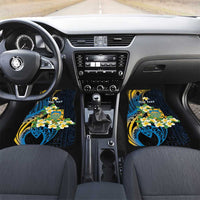 Personalised Tuvalu Beautiful Plumeria Flower Car Mats LT9 Set 2pcs - Front Black - Polynesian Pride