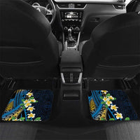 Personalised Tuvalu Beautiful Plumeria Flower Car Mats LT9 Set 2pcs - Back Black - Polynesian Pride
