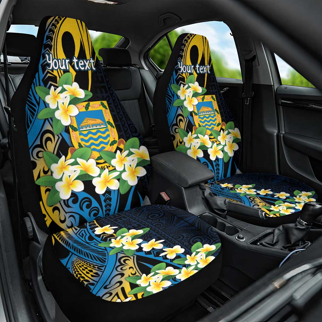 Personalised Tuvalu Beautiful Plumeria Flower Car Seat Cover LT9 One Size Black - Polynesian Pride