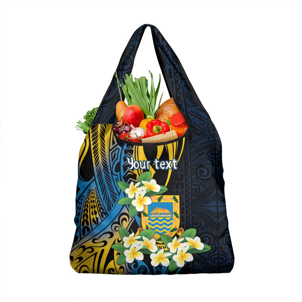 Personalised Tuvalu Beautiful Plumeria Flower Grocery Bag LT9 1-pack One Size Black - Polynesian Pride