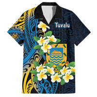 Personalised Tuvalu Beautiful Plumeria Flower Hawaiian Shirt LT9 Black - Polynesian Pride