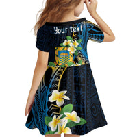Personalised Tuvalu Beautiful Plumeria Flower Kid Short Sleeve Dress LT9 - Polynesian Pride