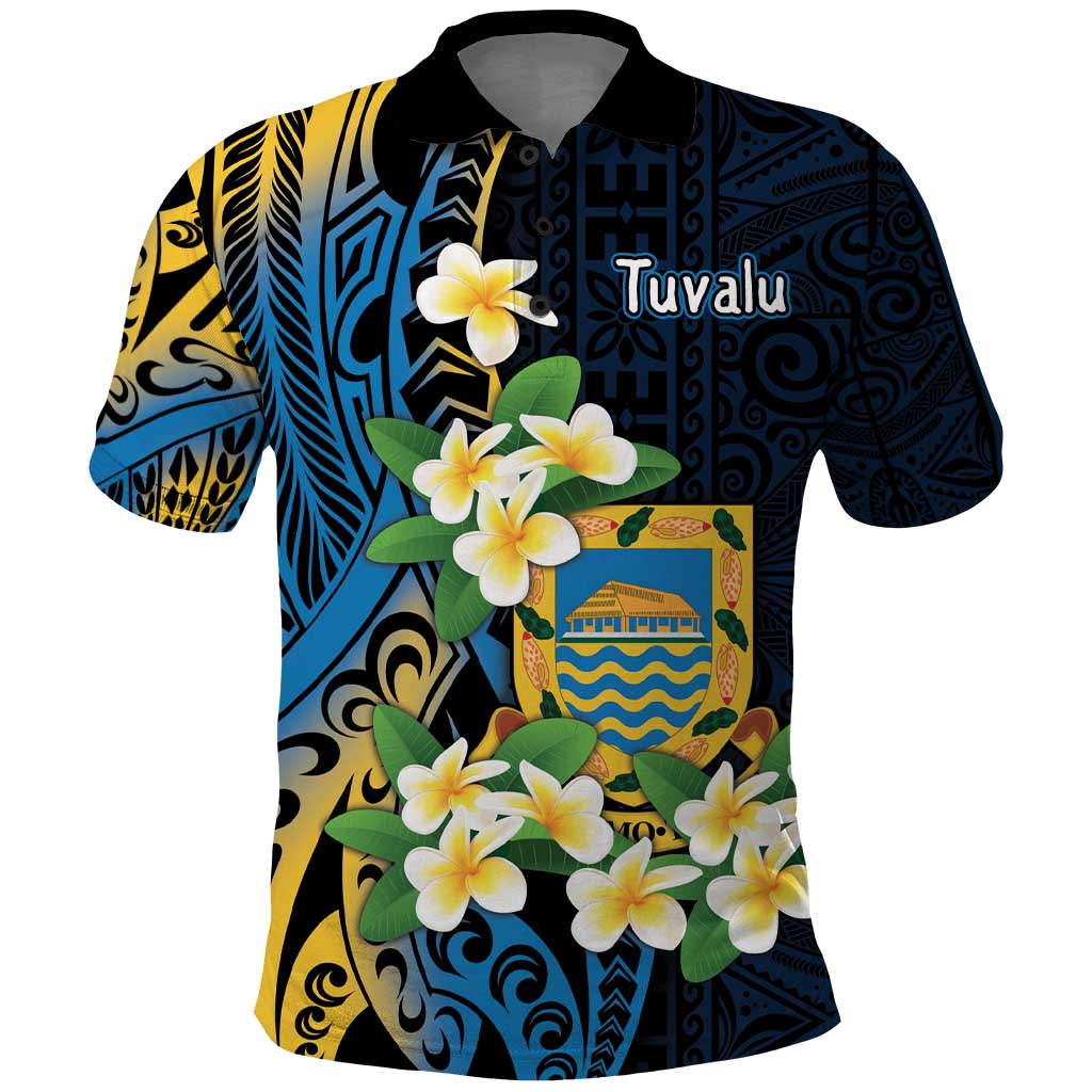 Personalised Tuvalu Beautiful Plumeria Flower Polo Shirt