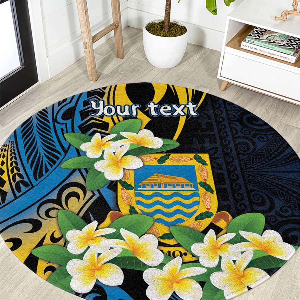 Personalised Tuvalu Beautiful Plumeria Flower Round Carpet