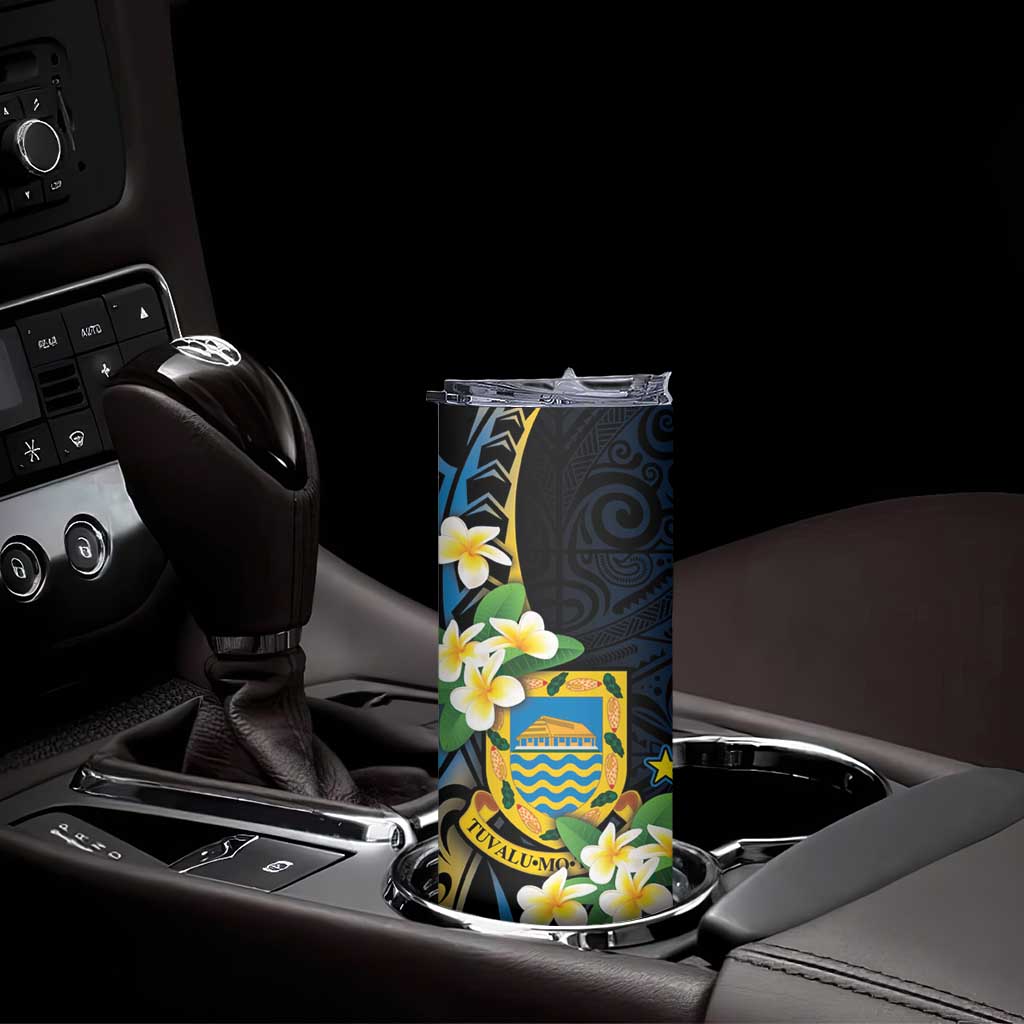 Personalised Tuvalu Beautiful Plumeria Flower Skinny Tumbler LT9 - Polynesian Pride