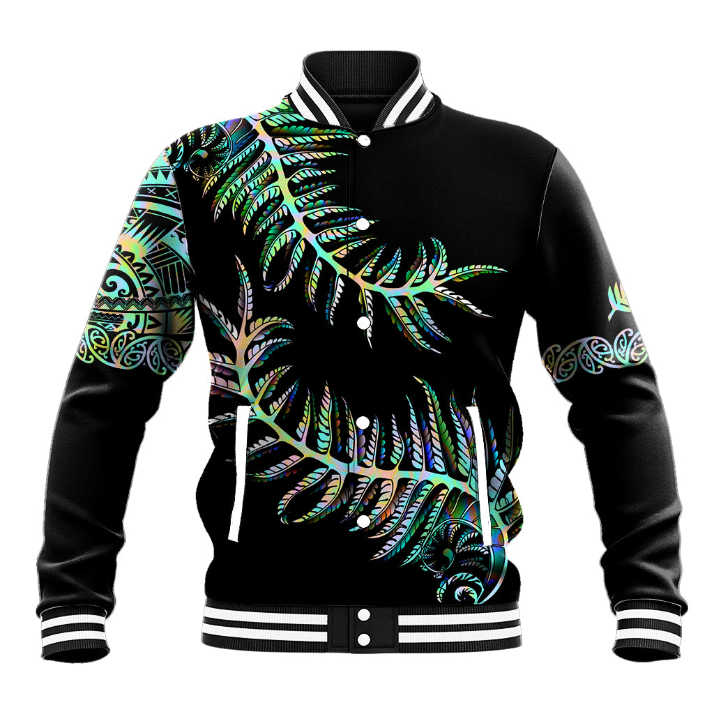 New Zealand Baseball Jacket Aotearoa Silver Fern Mixed Papua Shell Green Vibe LT9 Unisex Green - Polynesian Pride