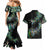 New Zealand Couples Matching Mermaid Dress and Hawaiian Shirt Aotearoa Silver Fern Mixed Papua Shell Green Vibe LT9 - Polynesian Pride