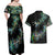 New Zealand Couples Matching Off Shoulder Maxi Dress and Hawaiian Shirt Aotearoa Silver Fern Mixed Papua Shell Green Vibe LT9 - Polynesian Pride