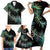 New Zealand Family Matching Short Sleeve Bodycon Dress and Hawaiian Shirt Aotearoa Silver Fern Mixed Papua Shell Green Vibe LT9 - Polynesian Pride