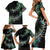 New Zealand Family Matching Short Sleeve Bodycon Dress and Hawaiian Shirt Aotearoa Silver Fern Mixed Papua Shell Green Vibe LT9 - Polynesian Pride